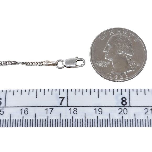 Vintage Italy | Sterling Silver 925 | Singapore Chain Bracelet | 7.25" - Picture 3 of 6
